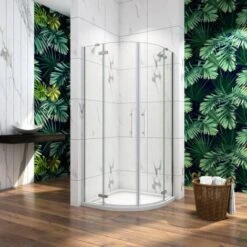 Mamparas De Ducha Semicircular Abatible 6mm Antical 80x80x195cm Con Plato De Ducha