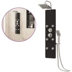 Panel Ducha De Vidrio 25x47,5x130 Cm Negro VidaXL