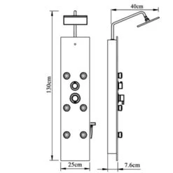 Panel Ducha De Vidrio 25x47,5x130 Cm Negro VidaXL -Mundo Ducha 55152249 3
