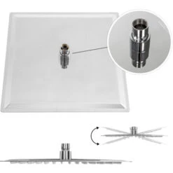 Alcachofa De Ducha Con Efecto Lluvia De Acero Inoxidable Cuadrada - Cabezal De Ducha Efecto Espejo, Rociador De Ducha Anticalcáreo Para Cuarto De Baño, Cabeza De Ducha Antical Con Conexión - 30 X 30 C -Mundo Ducha 56500160 3