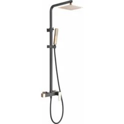 Conjunto Ducha Monomando Suecia Negro Oro Rosa IMEX BDC032/NOR