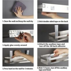 Estante De Ducha Sin Taladrar, Estante De Baño De Acero Inoxidable, Negro Mate - 30 Cm -Mundo Ducha 56937635 5