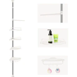 Estantes De Esquina Para Baño De 4 Niveles, Telescópico, De Acero Inoxidable, Organizador De Estante De Almacenamiento