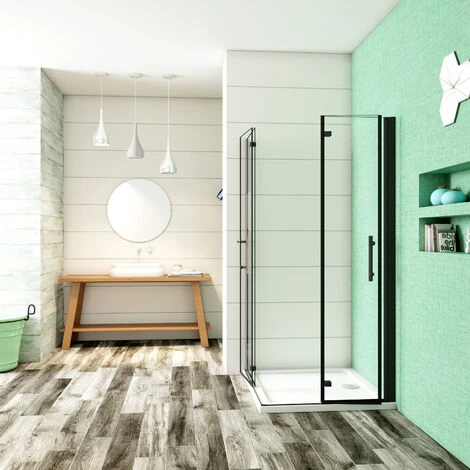 Cabina De Ducha Angular Plegable Con Bisagra Cuatro Hojas, 5mm Cristal Templado Antical, Marco Negro Mate, 70x70x190cm 4 Cabina De Ducha Angular Plegable Con Bisagra Cuatro Hojas, 5mm Cristal Templado Antical, Marco Negro Mate, 70x70x190cm - Imagen 2