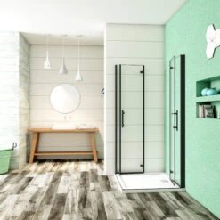 Cabina De Ducha Angular Plegable Con Bisagra Cuatro Hojas, 5mm Cristal Templado Antical, Marco Negro Mate, 70x70x190cm 9 Cabina De Ducha Angular Plegable Con Bisagra Cuatro Hojas, 5mm Cristal Templado Antical, Marco Negro Mate, 70x70x190cm -Mundo Ducha 60070545 3