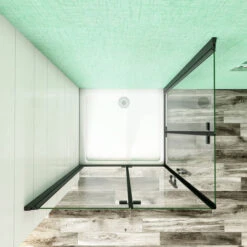 Cabina De Ducha Angular Plegable Con Bisagra Cuatro Hojas, 5mm Cristal Templado Antical, Marco Negro Mate, 70x70x190cm 11 Cabina De Ducha Angular Plegable Con Bisagra Cuatro Hojas, 5mm Cristal Templado Antical, Marco Negro Mate, 70x70x190cm -Mundo Ducha 60070545 5