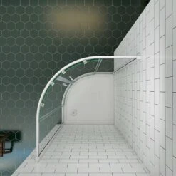 Mampara De Ducha Semicircular Corredera Cuatro Hojas(dos Movibles Y Dos Fijas), 5mm Cristal Templado, Marco De Aluminio Mate, 76x76x185cm -Mundo Ducha 60070841 4