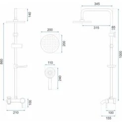 CONJUNTO DE DUCHA REA LUIS NEGRO -Mundo Ducha 60131248 5