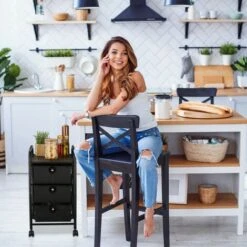 Relaxdays Carrito Auxiliar, 3 Cajones, Metal Y Plástico, Carro Para Baño, Cosméticos, 60 X 33 X 39 Cm, Negro -Mundo Ducha 61312313 3