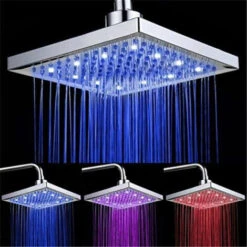 Ducha Con Sensor De Temperatura, 3 Cambios De Color - 8 Inch Square Rociador Superior De Ducha Con 12 Leds Para Bao -Mundo Ducha 62770155 3