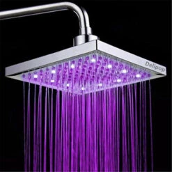 Ducha Con Sensor De Temperatura, 3 Cambios De Color - 8 Inch Square Rociador Superior De Ducha Con 12 Leds Para Bao -Mundo Ducha 62770155 4
