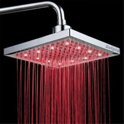 Ducha Con Sensor De Temperatura, 3 Cambios De Color - 8 Inch Square Rociador Superior De Ducha Con 12 Leds Para Bao -Mundo Ducha 62770155 5