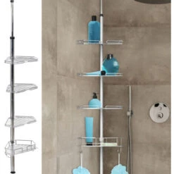 Estante Esquinero De Ducha Telescópico De Acero Inoxidable