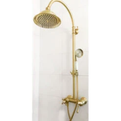 Columna De Ducha Leeds Retro Oro Cepillado Mezclador Mecánico -Mundo Ducha 69469417 4