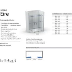 Mampara De Ducha Frontal Ducha 2 Fijos + 2 Correderas 145-150 Cm (ancho Adaptable) Altura 195 Cm Plata Brillo Vidrio 6mm Transparente Antical -Mundo Ducha 70239751 4