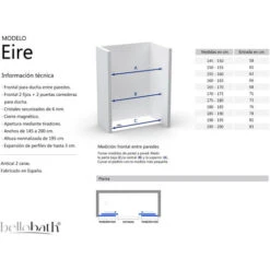 Mampara De Ducha Frontal Ducha 2 Fijos + 2 Correderas 145-150 Cm (ancho Adaptable) Altura 195 Cm Blanco Mate Vidrio 6mm Transparente Antical -Mundo Ducha 70239806 5