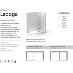 Mampara De Ducha Panel Fijo 90 Cm Ancho X 195 Cm Altura Negro Mate Vidrio 8mm Decorado Industrial Antical Barra 90 Cm Fondo Adaptable -Mundo Ducha 70239822 3