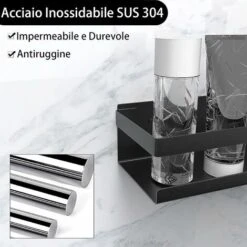 Estante De Ducha Sin Perforación, Estante De Baño De Acero Inoxidable SUS304, Negro Mate - 30 Cm -Mundo Ducha 70241065 5