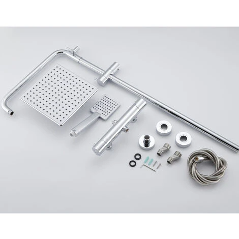 Columna De Ducha Termostática 38 Centígrados Columna De Ducha Sin Grifo Conjunto De Ducha La Ducha Fija Y La Ducha De Mano, Altura Ajustable 82-115cm 6 Columna De Ducha Termostática 38 Centígrados Columna De Ducha Sin Grifo Conjunto De Ducha La Ducha Fija Y La Ducha De Mano, Altura Ajustable 82-115cm - Imagen 4