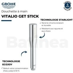 GROHE Vitalio Get Stick 1 Chorro Ducha De Mano Cromo -Mundo Ducha 70903964 4