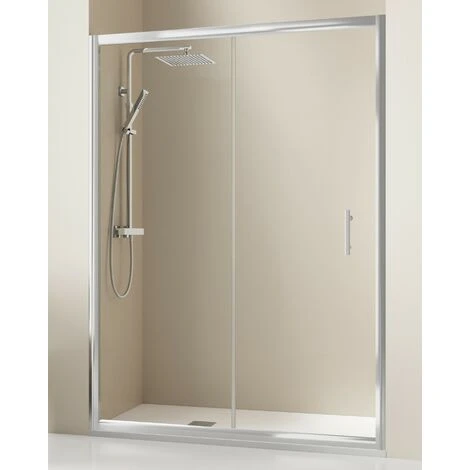 Mampara Ducha Frontal Corredera 1 Puerta 1 Fijo Vidrio Templado 5mm Antical Transparente Altura 190cm Cromo Brillo - 100 Cm (Adaptable 97-100cm) 3 Mampara Ducha Frontal Corredera 1 Puerta 1 Fijo Vidrio Templado 5mm Antical Transparente Altura 190cm Cromo Brillo - 100 Cm (Adaptable 97-100cm)