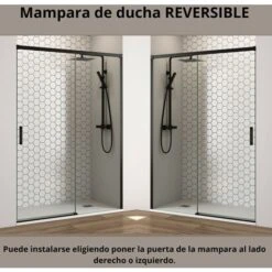 Mampara Ducha Frontal 1 Puerta Corredera + 1 Fijo Vidrio Templado 6mm Antical Transparente 195cm Alto Perfil Negro Mate - 100 Cm (Adaptable 95-99cm) -Mundo Ducha 72641867 3