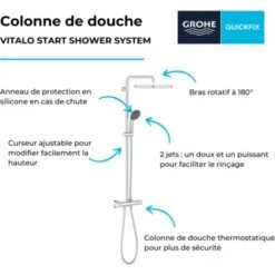 Grohe Barra De Ducha Vitalio Start System 250 Cube Con Mezclador + Teleducha De 2 Chorros (26696000) -Mundo Ducha 73036878 5