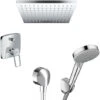 Hansgrohe Set De Ducha Empotrable Logis Loop Con Mezclador Monomando, Ducha Fija Cuadrada, Teleducha De 2 Chorros Y Caño, Cromo