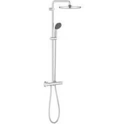 Grohe Columna De Ducha Vitalio Start Ecojoy Con Mezclador Termostático, Ducha Mural De 250 Mm, Dos Rociadores, Cromo (26816000)
