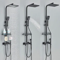 Columna De Ducha Negra Conjunto De Ducha Con Repisa De Baño, Teleducha -Mundo Ducha 73922200 4