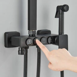 Columna De Ducha Negra Conjunto De Ducha Con Repisa De Baño, Teleducha -Mundo Ducha 73922200 5