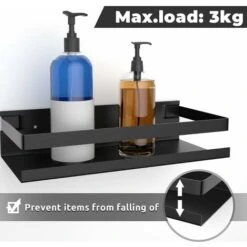 Estante De Ducha Sin Perforación, Estante De Ducha De Baño Autoadhesivo De Acero Inoxidable SUS304 (negro) -Mundo Ducha 74974141 3