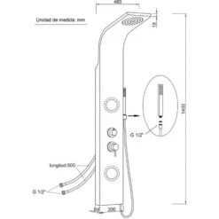 DP Grifería - Columna De Ducha Hidromasaje Para Baño (aluminio) Color Negro Modelo Santorini -Mundo Ducha 7595224 5