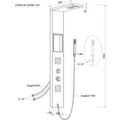 DP Grifería - Modelo Polinesia, Columna De Hidromasaje En Aluminio, Color Negro -Mundo Ducha 7595226 5