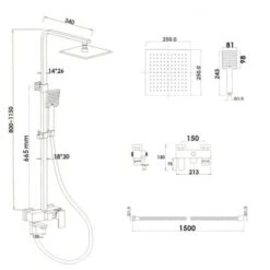 Set De Ducha - Cuadrado - Con Grifo Bañera - Y Ducha Rain 25cm - Negro -Mundo Ducha 76153218 4