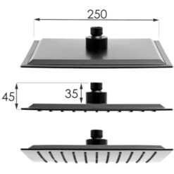 Set De Ducha - Cuadrado - Con Grifo Bañera - Y Ducha Rain 25cm - Negro -Mundo Ducha 76153218 5