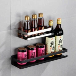 Estantes De Pared 40CM Estantes De Ducha De Baño Modernos SUS304 Acero Inoxidable Negro Mate, -Mundo Ducha 77541275 5