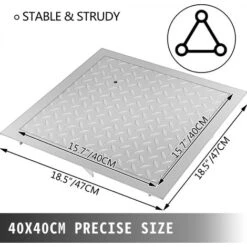 VEVOR Tapa Para Arqueta 40 X 40 Cm Tapa Pozo De Placa De Acero Galvanizado, Marco De 47 X 47 Cm Cubierta Adecua Cisterna Tapa De Cisterna Con Altura De 4 Cm Y Color Plata, Para Piso Interior De Barco -Mundo Ducha 78060080 4