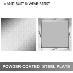 VEVOR Tapa Para Arqueta 30 X 30 Cm Tapa Pozo De Placa De Acero Galvanizado, Marco De 37 X 37 Cm Cubierta Adecua Cisterna Tapa De Cisterna Con Altura De 4 Cm Y Color Plata, Para Piso Interior De Barco -Mundo Ducha 78060530 4