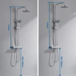 Columna De Ducha Termostática Con Grifo Redondo Sistema De Ducha Antiquemaduras Con 9 Pulgadas Ducha De Lluvia Y 3 Funciones Ducha De Mano Con Boquillas Anticalcárea, Altura Ajustable 800mm-1100mm -Mundo Ducha 78943946 3