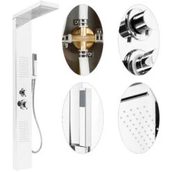 Columna De Ducha ​con 4 Jets De Hidromasaje, Con Ducha De Mano,​Acero Inoxidable - Plata -Mundo Ducha 79480247 3