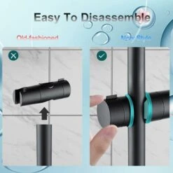 Soporte De Ducha, Soporte De Cabezal De Ducha Universal Negro Para Barra De Ducha De 18-25 Mm Soporte De Cabezal De Ducha De ABS Sólido Grueso Y Versión Mejorada, Negro Mate READCLY -Mundo Ducha 80951979 5