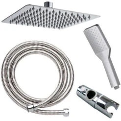 Columna De Ducha Monomando Cuadrada Modelo DUA Con Repisa Integrada, Tubo Redondo Extensible Regulable En Altura De 80 A 120 Cm. Ducha Mano Hidromasaje Y Rociador Cuadrados -Mundo Ducha 8253487 4