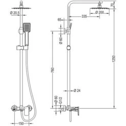 Columna De Ducha Monomando Cuadrada Modelo DUA Con Repisa Integrada, Tubo Redondo Extensible Regulable En Altura De 80 A 120 Cm. Ducha Mano Hidromasaje Y Rociador Cuadrados -Mundo Ducha 8253487 5