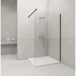 Panel Fijo De Ducha WALK IN Perfil Negro 60x195 Cm Grosor Cristal 6 Mm