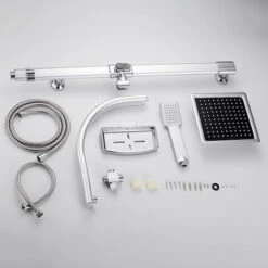 Columna De Ducha, Kit De Ducha Combinado Con Ducha De Mano, Con Bandeja Para El Jabón, Aleación De Aluminio 20X47X106cm -Mundo Ducha 86740006 5