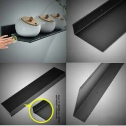 Estante De Baño, Estante De Baño Negro Estantes Flotantes De Aluminio Que Ahorran Espacio Estante De Almacenamiento Tocador Estante De Pared -Mundo Ducha 87662469 5