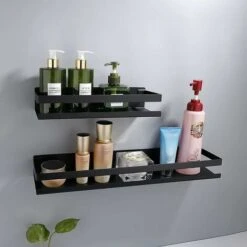 Estante De Pared Para Baño 20-40 Cm Estante De Ducha De Cocina De Baño Negro Mate Moderno （3010.56cm） -Mundo Ducha 87683292 3