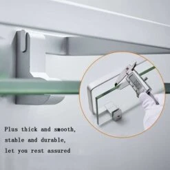 Estante De Baño De Vidrio Templado, Estante De Pared De Ducha De 50 Cm, Estante Frontal De Espejo Rectangular Montado En La Pared Sin Perforaciones Con Soporte De Riel De Aluminio Anodizado -Mundo Ducha 87688900 3