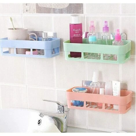 Estantes De Almacenamiento Para Baño, Cestas Rectangulares Autoadhesivas A Prueba De Herrumbre, Estante De Ducha Sin Perforación Para Jabón De Champú (azul Claro, Verde Claro, Rosa Claro) 5 Estantes De Almacenamiento Para Baño, Cestas Rectangulares Autoadhesivas A Prueba De Herrumbre, Estante De Ducha Sin Perforación Para Jabón De Champú (azul Claro, Verde Claro, Rosa Claro) - Imagen 3